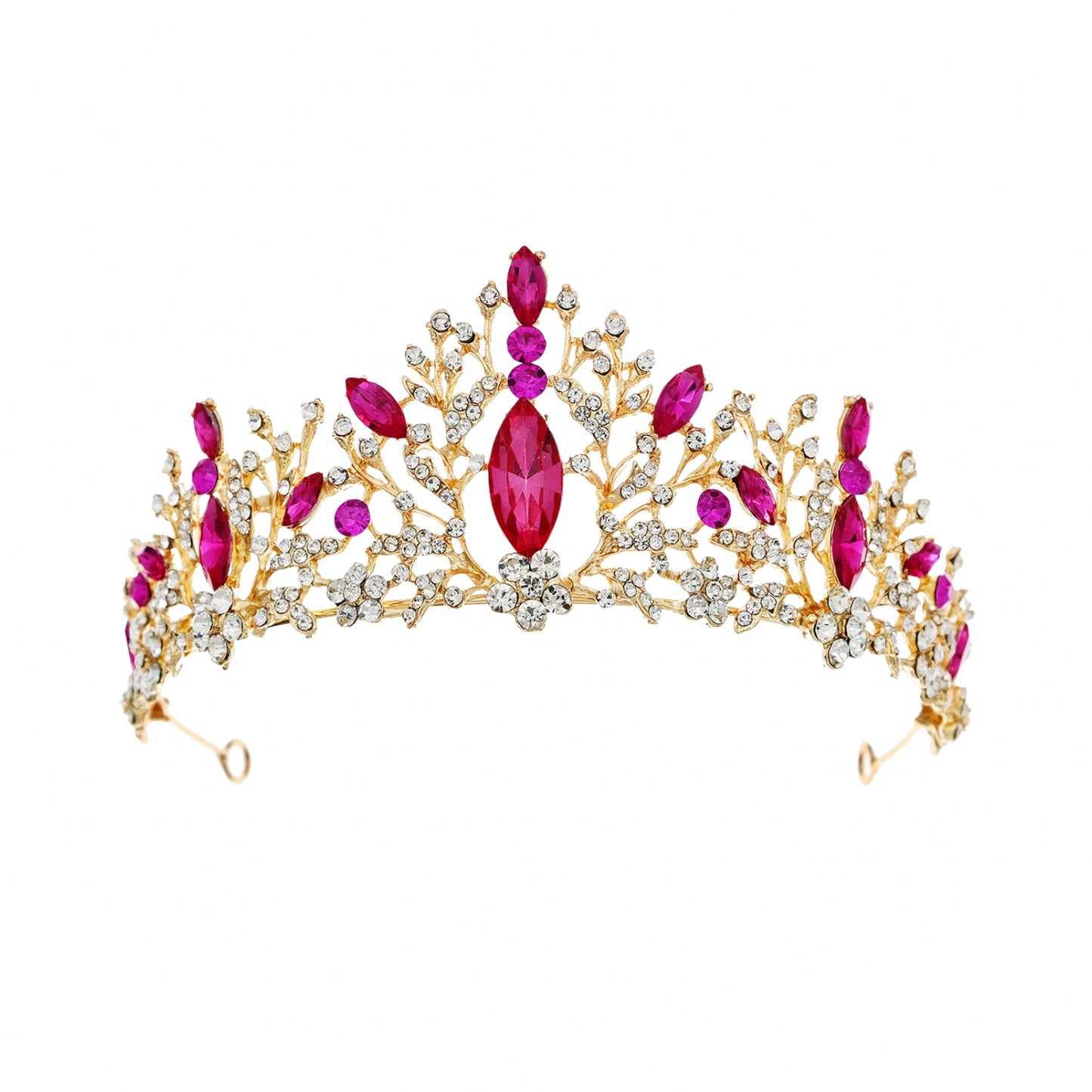 Princess Crowns for Women, Pink Rhinestone Birthday Tiaras for Girls Queen Crown Hair Accessories for Wedding Performance Prom Party