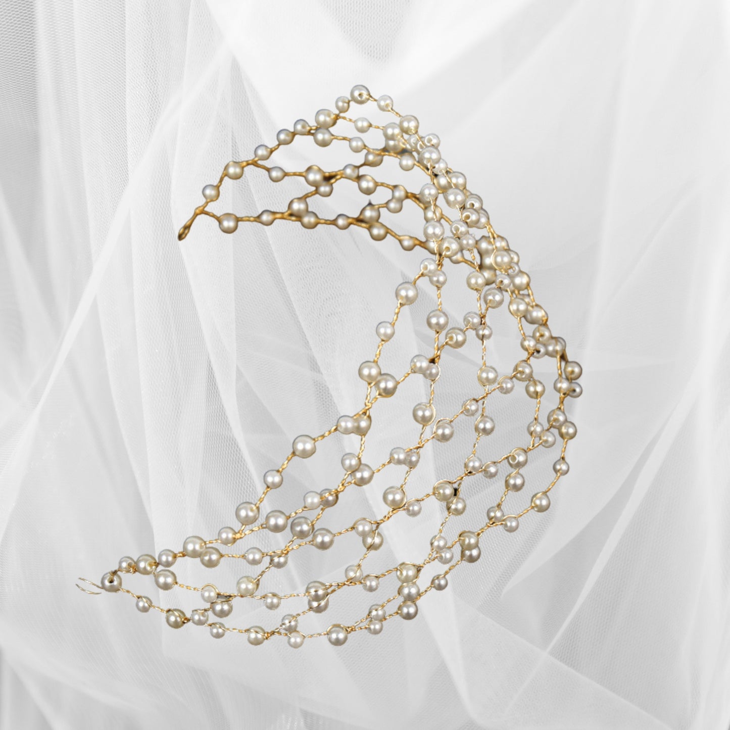 Gold Wedding Headband Pearl Tiara for Women Crystal Bridal Headpieces for Wedding Hair Accessories Bride Hairband