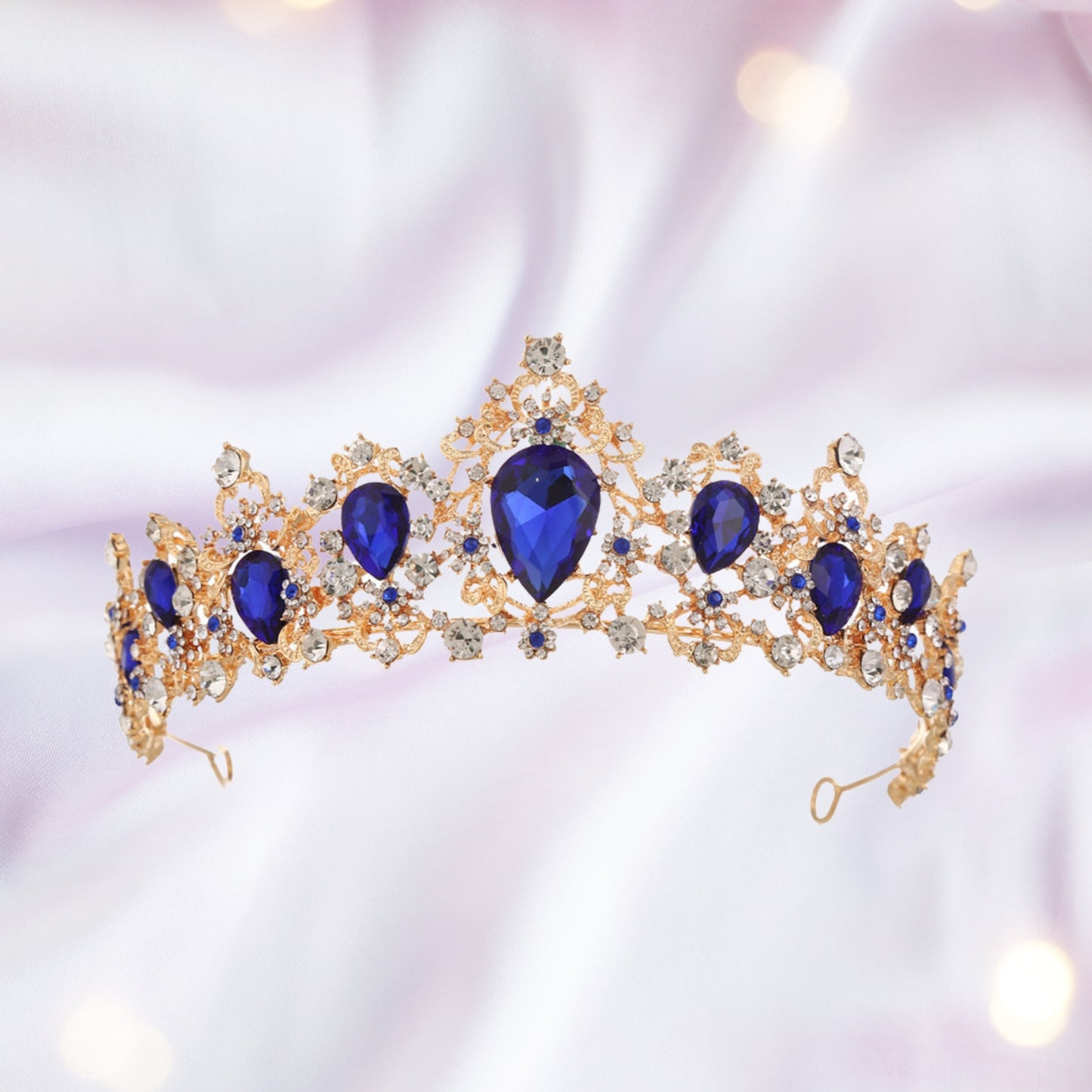 Baroque Vintage Tiara, Blue Crystal Crown Tiaras for Women Royal Gold Crowns for Women Tiaras for Girls Tiara Hair Accessories for Women Bridal Wedding Prom Birthday Party