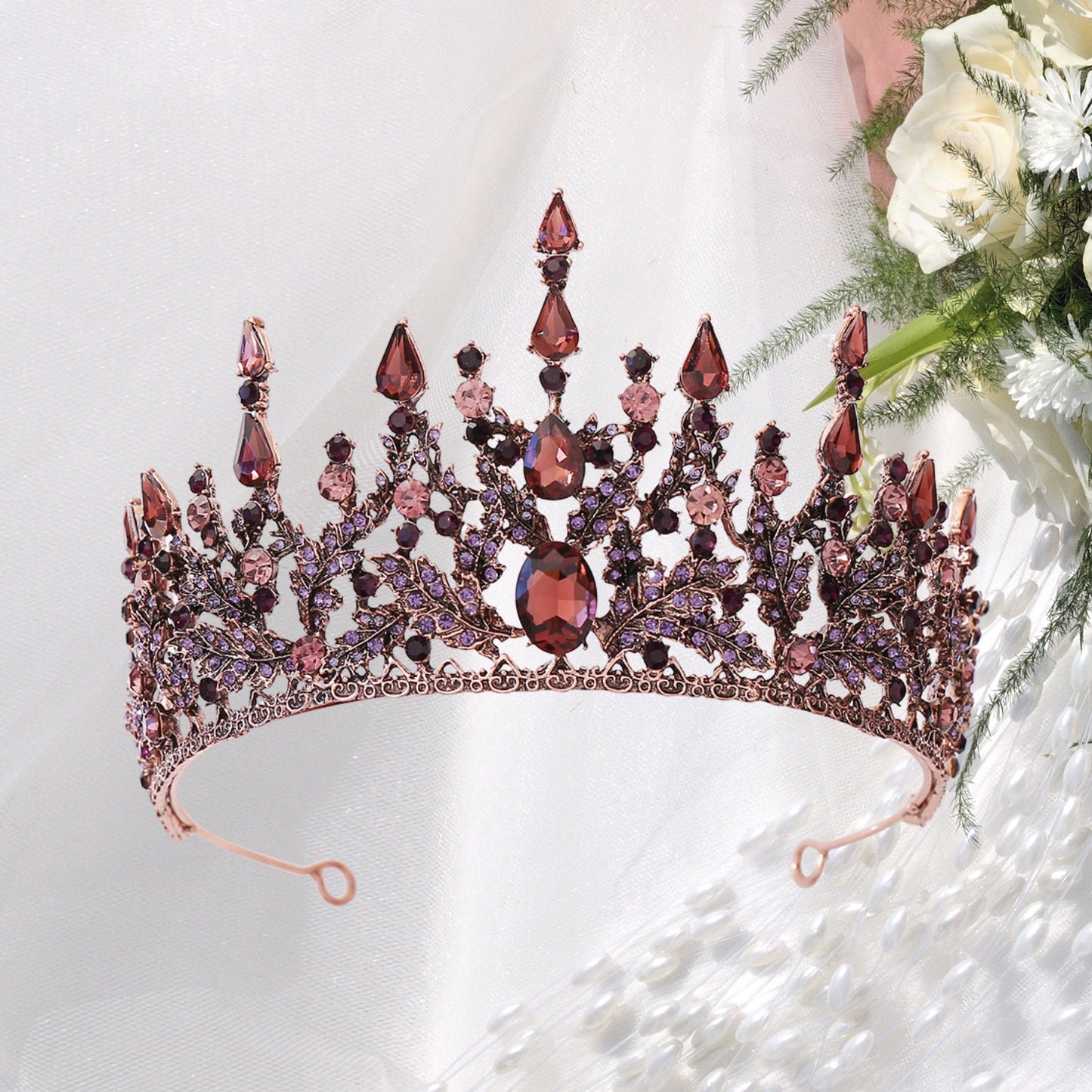Crowns for Women - Purple Gothic Crowns for Girls - Vintage Baroque Queen Tiara for Wedding Pageant Prom Headpieces