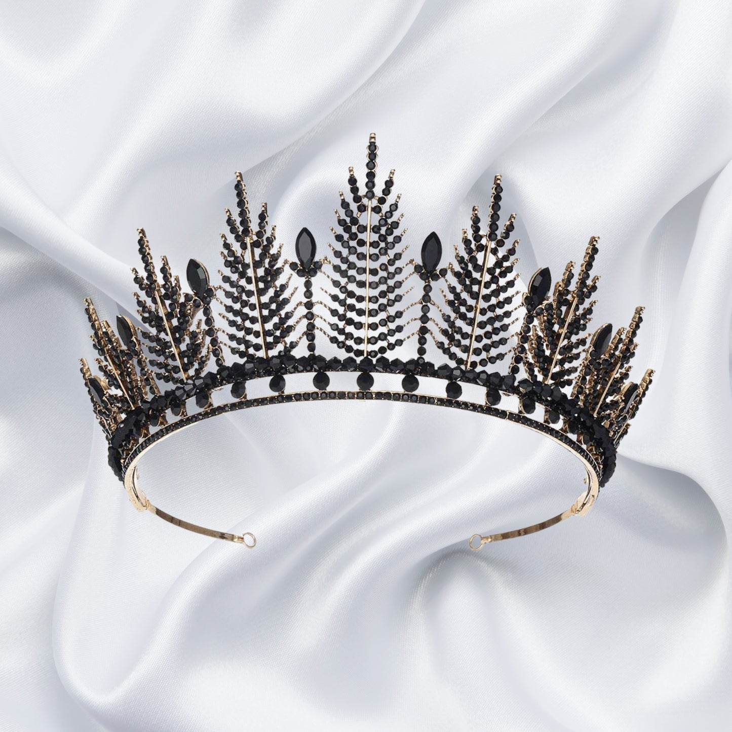 Baroque Vintage Rhinestone Tiara, Royal Crystal Crown Black Tiaras for Women Princess Crown Tiaras for Girls Bridal Hair Accessories for Wedding/Prom/Pageant/Birthday/Party