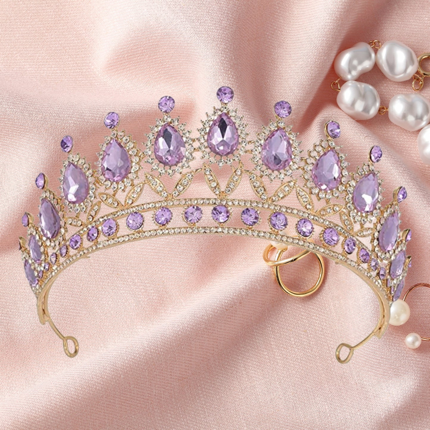 Purple Baroque Queen Crown - Rhinestone Wedding Crowns and Tiaras for Women, Costume Party Hair Accessories