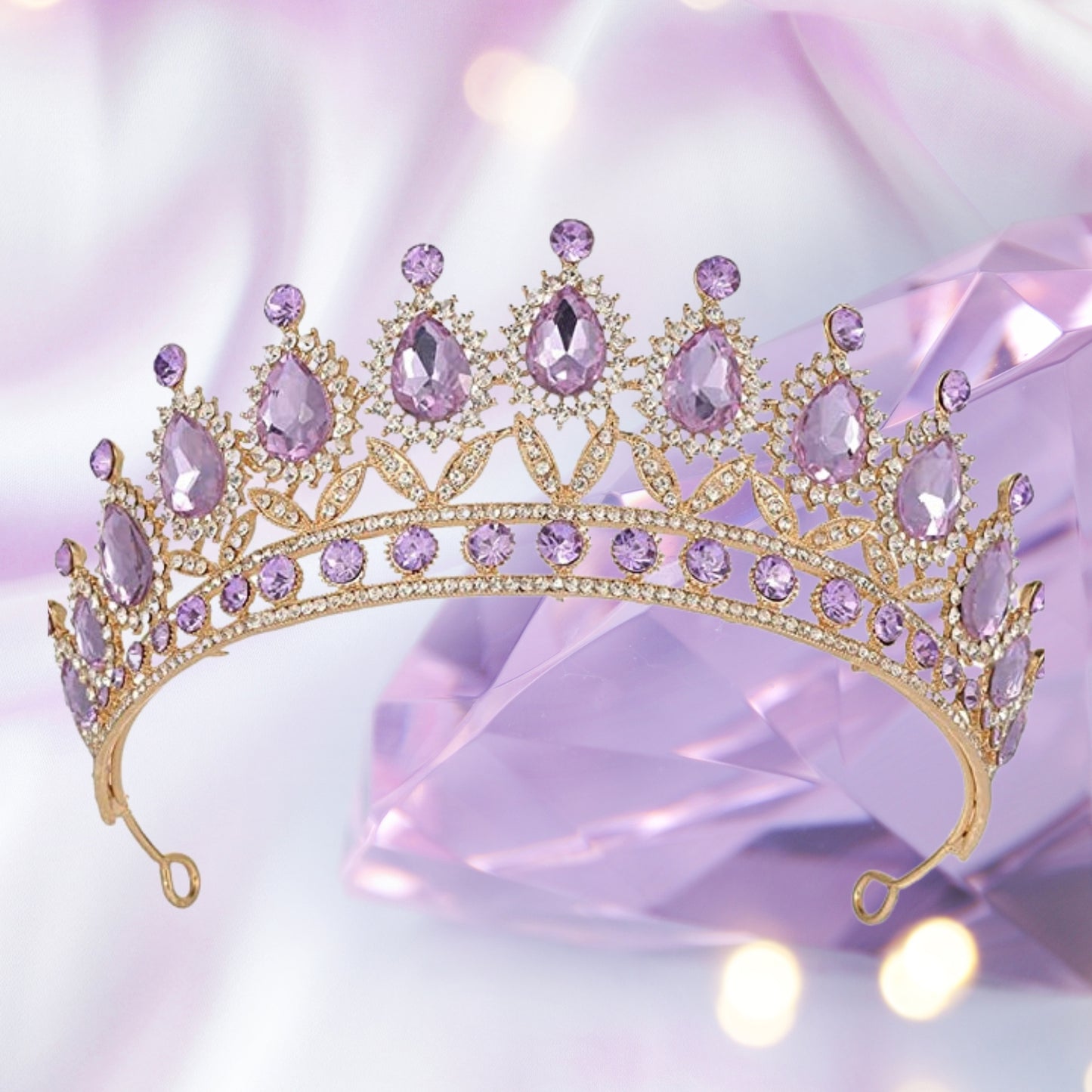 Purple Baroque Queen Crown - Rhinestone Wedding Crowns and Tiaras for Women, Costume Party Hair Accessories