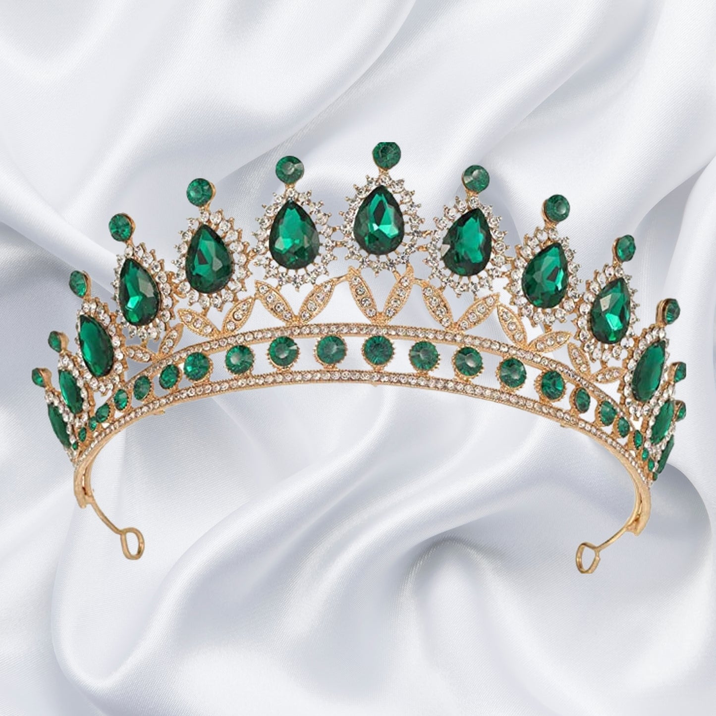 Green Vintage Crown and Tiara for Women, Princess Crown Queen Tiara Crystal Rhinestone Hair Accessories for Girls Bridal Bride, Wedding Prom Birthday Prom Costume Festival Party