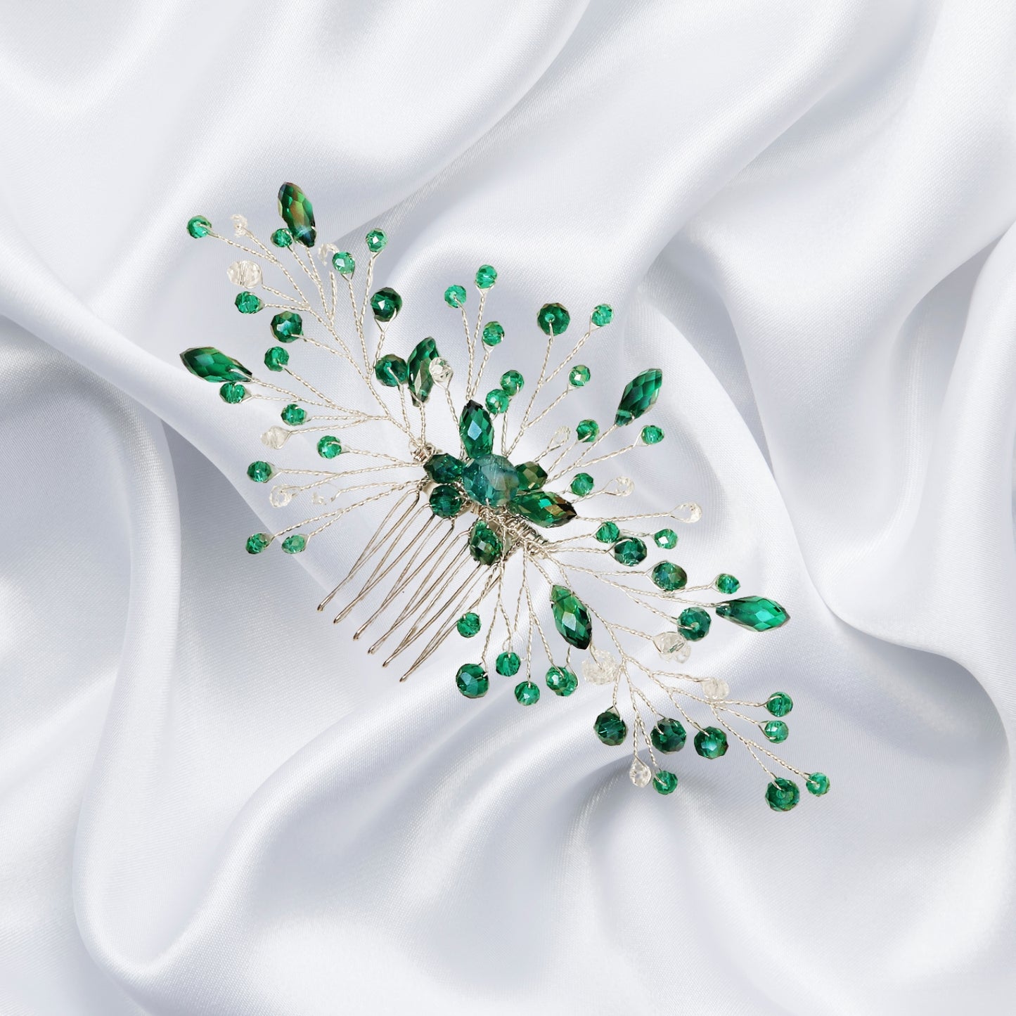 Bride Wedding Hair Comb Crystal Rhinestone Leaf Hair Piece Accessories for Women Girls