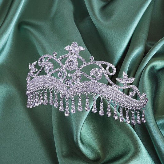 Princess Tiara Crown for Women Girls,Pageant Wedding Tiara for Bride,Crystal Bridal Hair Accessories for Quinceanera Prom Birthday Party,Silver