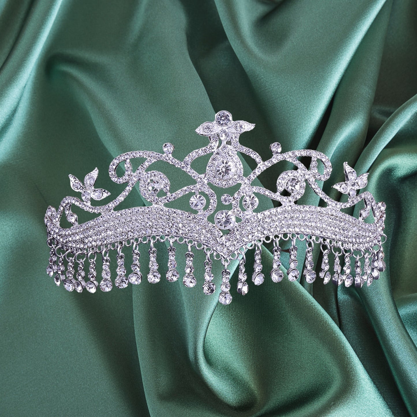 Princess Tiara Crown for Women Girls,Pageant Wedding Tiara for Bride,Crystal Bridal Hair Accessories for Quinceanera Prom Birthday Party,Silver