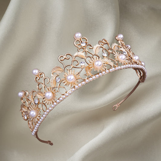 Princess Tiaras Crowns for Women Girls, Gold Tiara Headband Birthday Quinceanera Wedding Tiara for Bride Flower Girls Headpiece