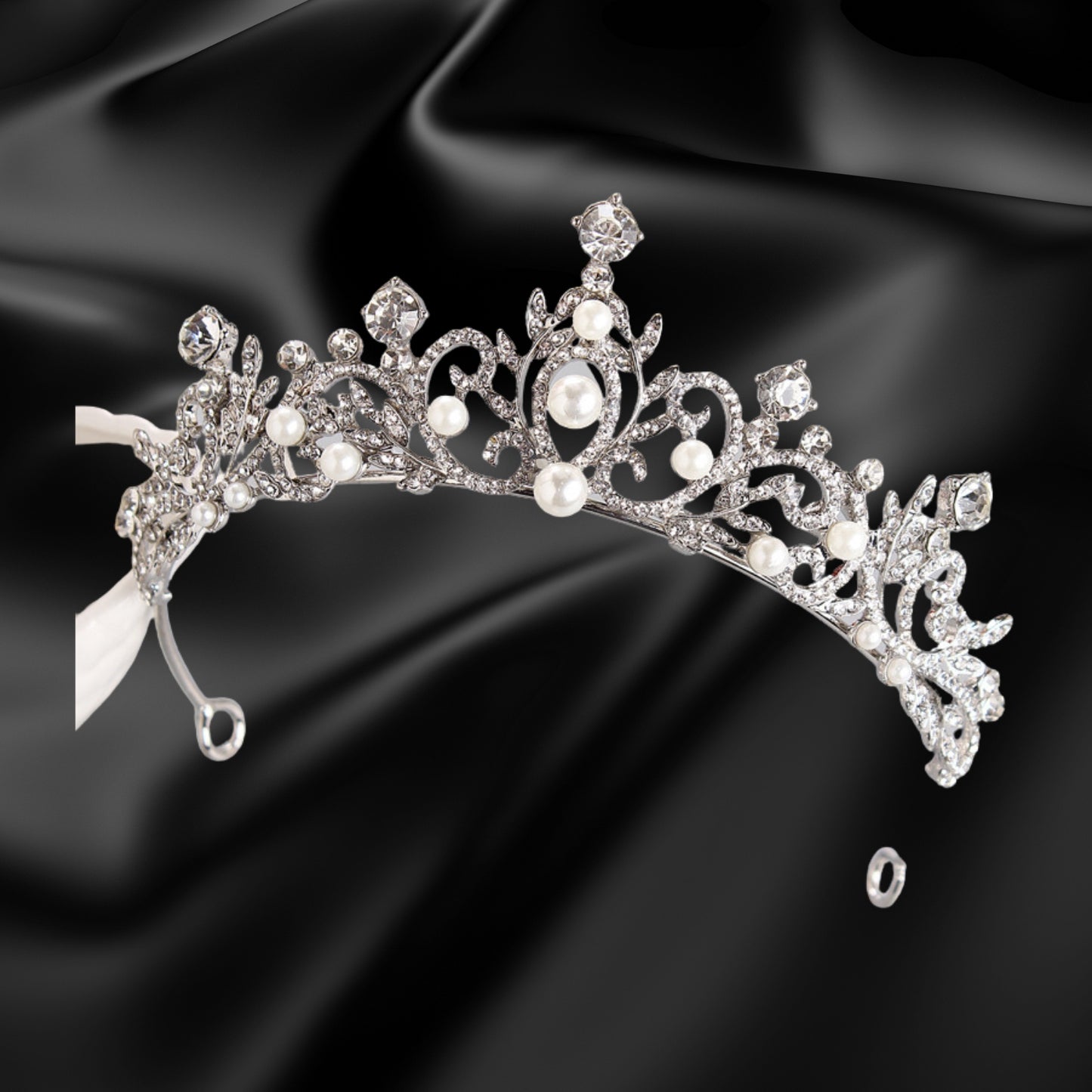Pearl Silver Bridal Headband-Single Hair Band Tiara Flower Wedding Headpiece Jewelry