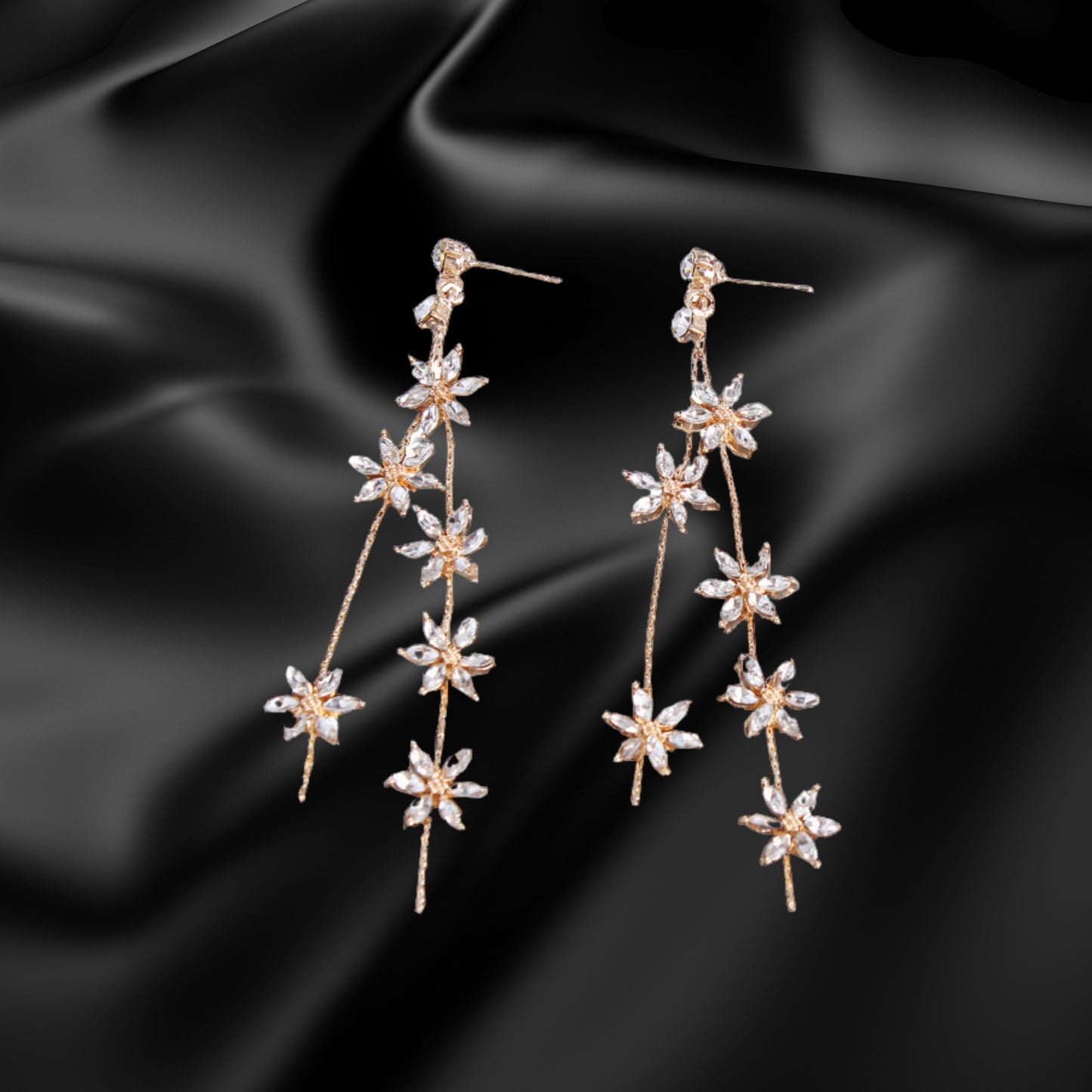 Star Tassel Earrings Crystal Dangle Star Earrings Long Star Beaded Fringe Drop Earring for Women Girls
