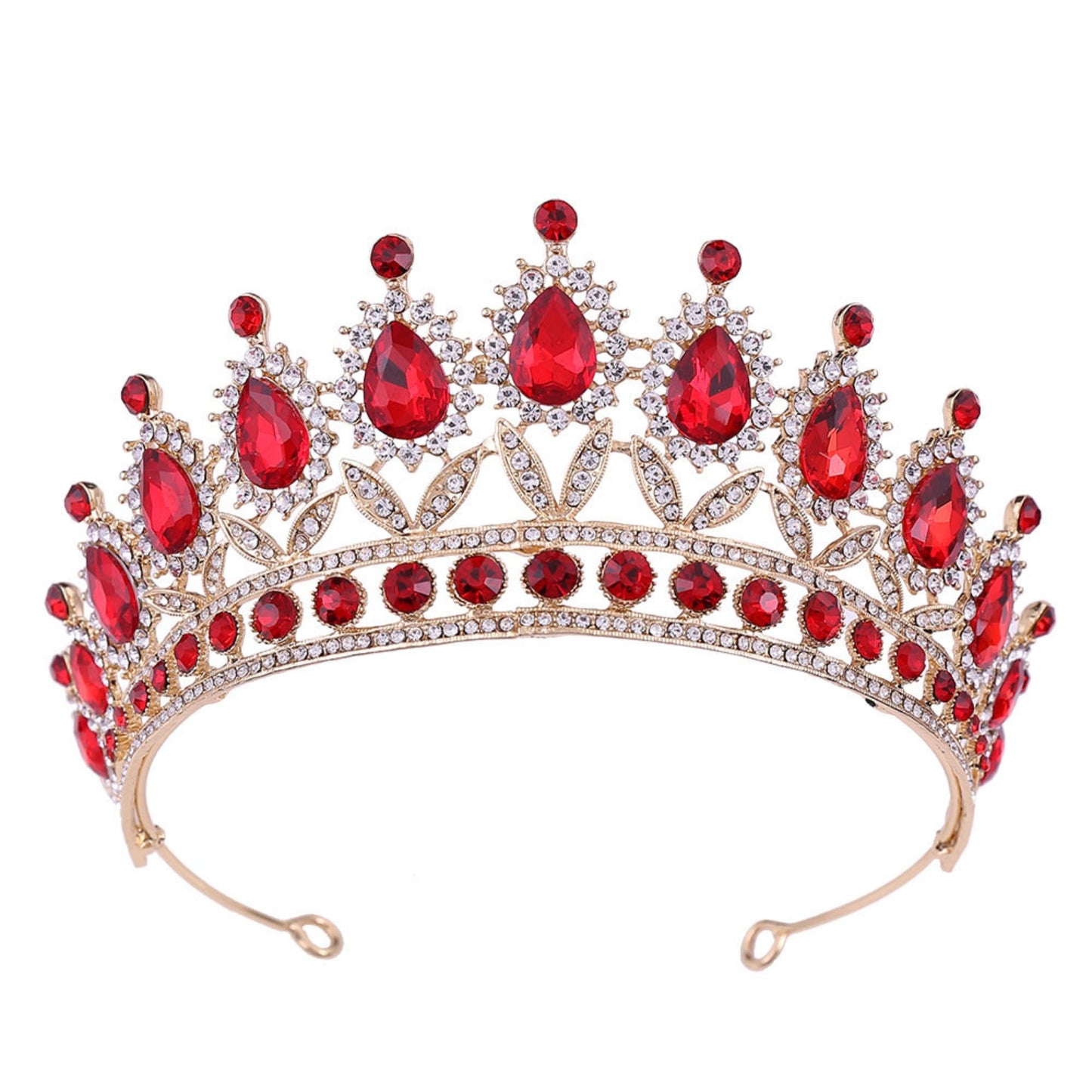 Red Crown Crystal Wedding Tiara for Women, Royal Queen Crowns for Women Queen of Hearts Crown, Princess Tiara for Bride, Quinceanera Headpieces