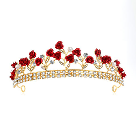 Red Rhinestone Crystal Tiaras and Crowns Headband For Women Birthday Pageant Wedding Prom Princess