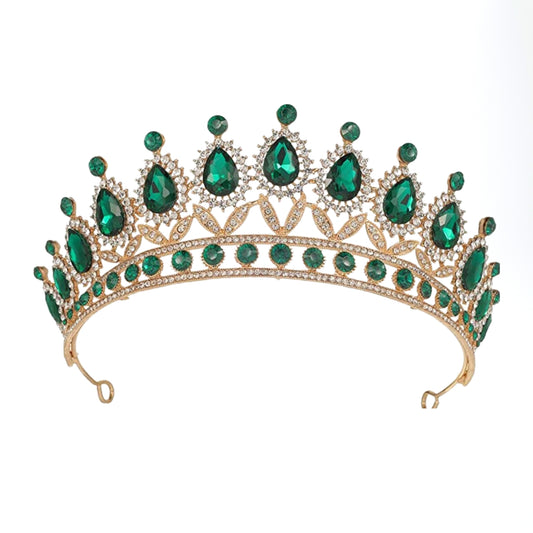 Green Vintage Crown and Tiara for Women, Princess Crown Queen Tiara Crystal Rhinestone Hair Accessories for Girls Bridal Bride, Wedding Prom Birthday Prom Costume Festival Party