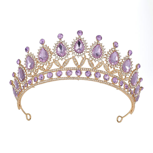 Purple Baroque Queen Crown - Rhinestone Wedding Crowns and Tiaras for Women, Costume Party Hair Accessories