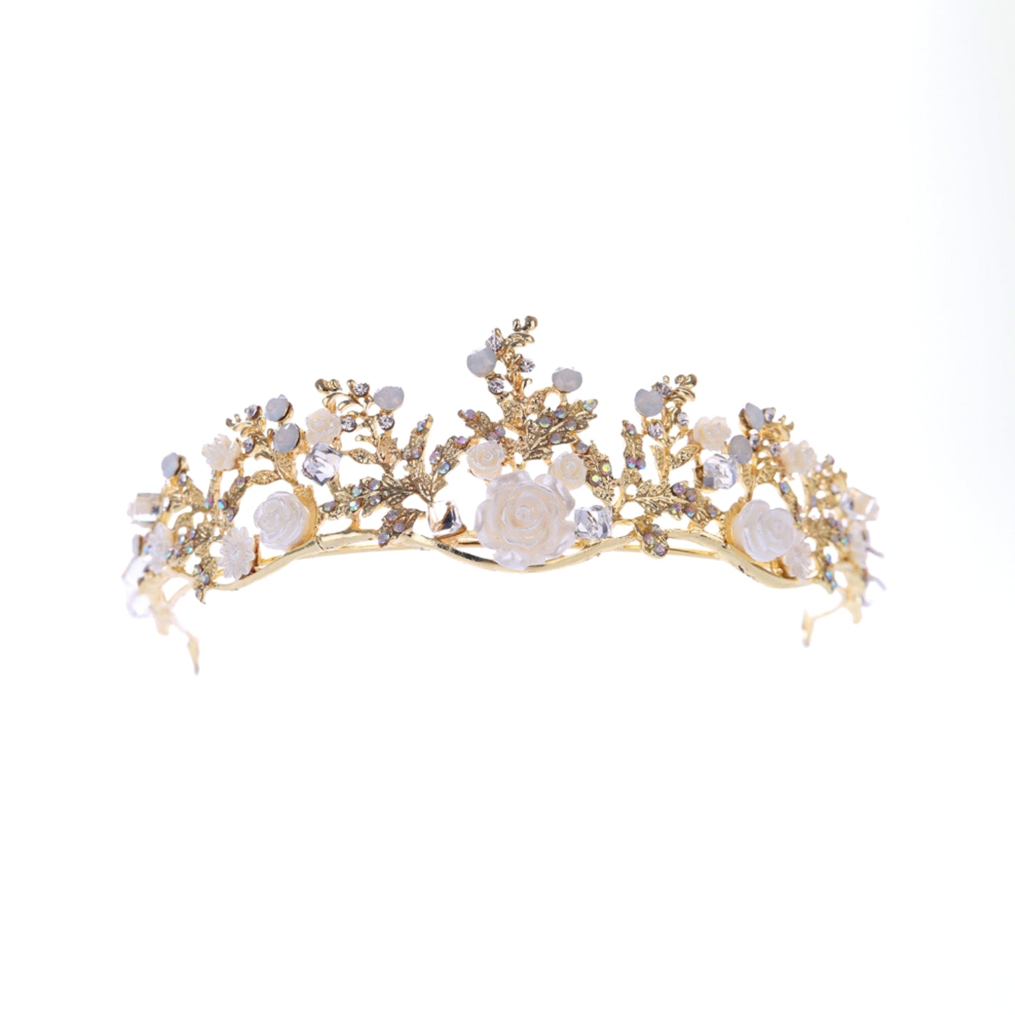 Gold Princess Tiara for Girls Crystal Hair Accessories for Wedding Prom Bridal Birthday Party Halloween Costume Christmas Gifts