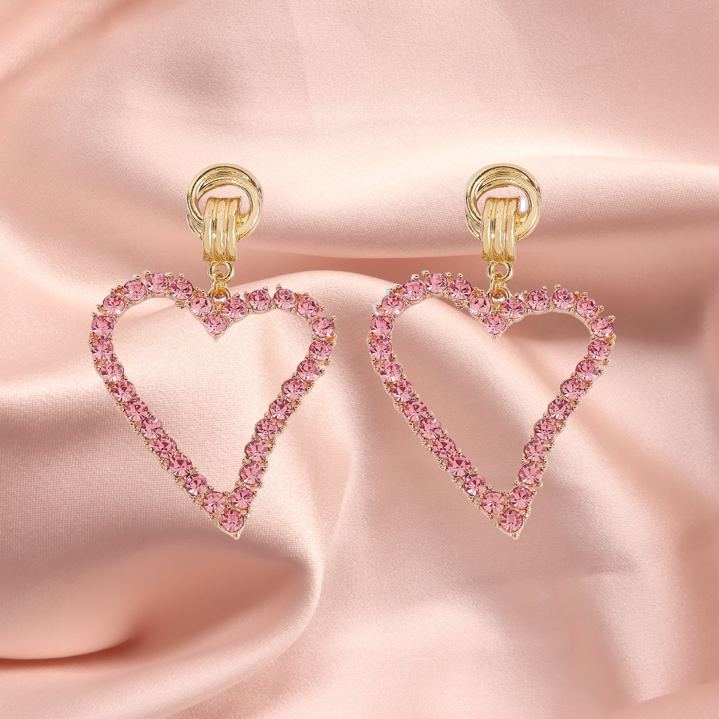 Rhinestones Hoop Earrings Big Heart Crystal Hoop Earrings Rhinestones Bridal Drop Dangle Earrings Statement Body Jewelry for Women