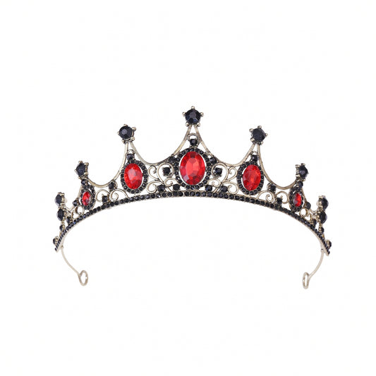Baroque Red Crown for Women Crystal Princess Crown Wedding Tiara Birthday Crown for Women and Girls Vintage Queen Crown for Costume Prom Christmas