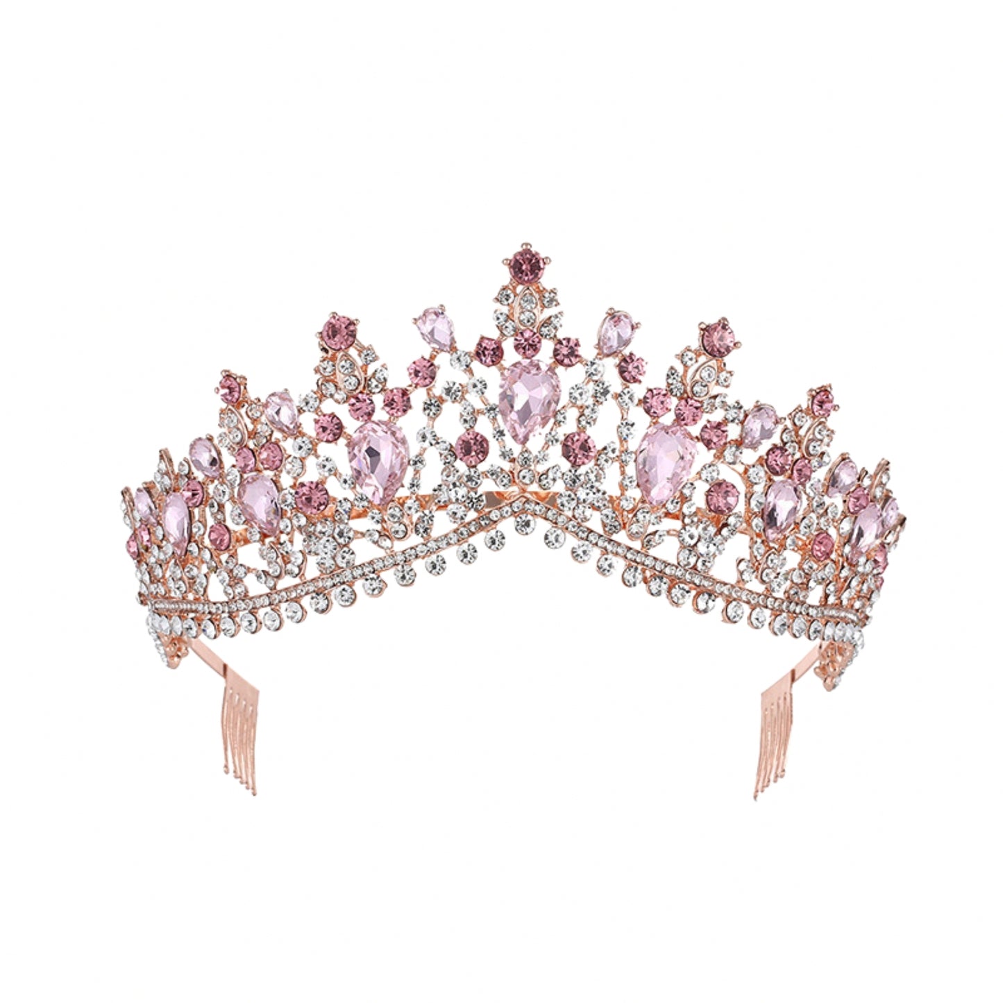 Tiaras and Crowns for Women, Pink Crystal Tiara Crowns For Women Girls Elegant Crown with Combs Princess Crown
