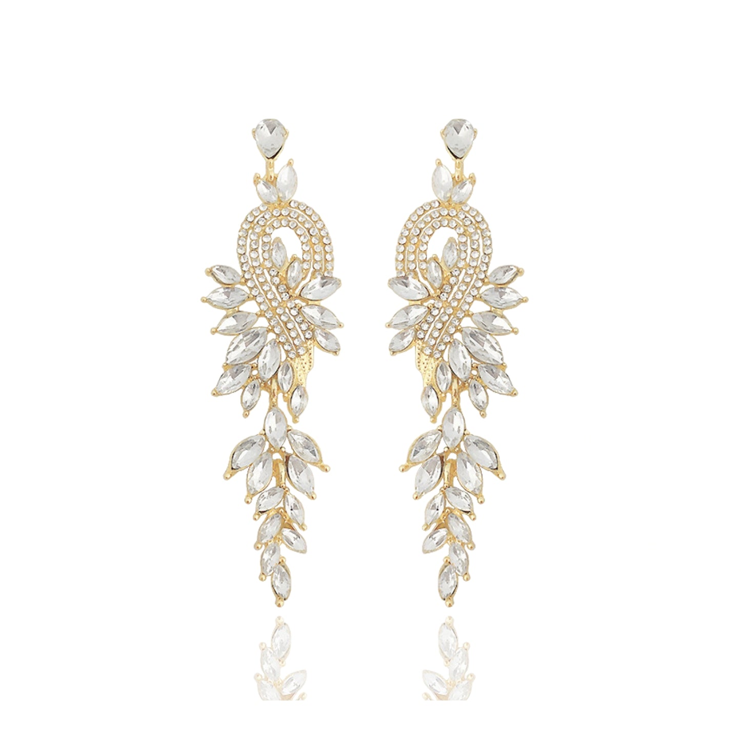 Dangle Bridal Wedding Earrings Crystal Leaf Chandlier Earrings for Women Bridesmaid