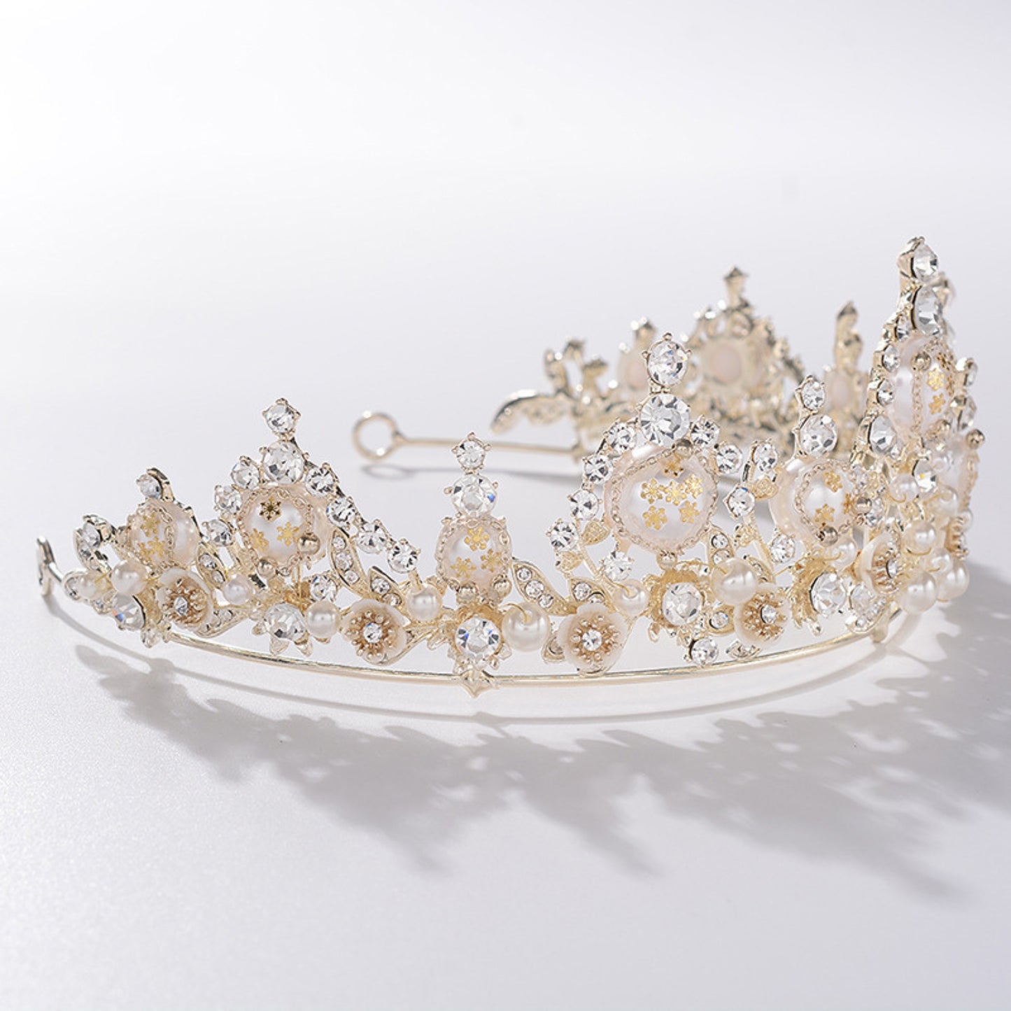 Vintage Gold Flower Bead Bridal Wedding Crown Headband Women Crystal Tiara Headpiece Wedding Hair Accessories