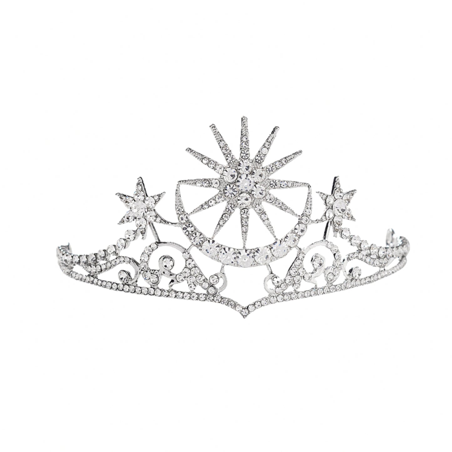 Star Crown Headbands for Women Teens Girls Birthday Wedding Silver Star Tiara Bridal Hair Pieces