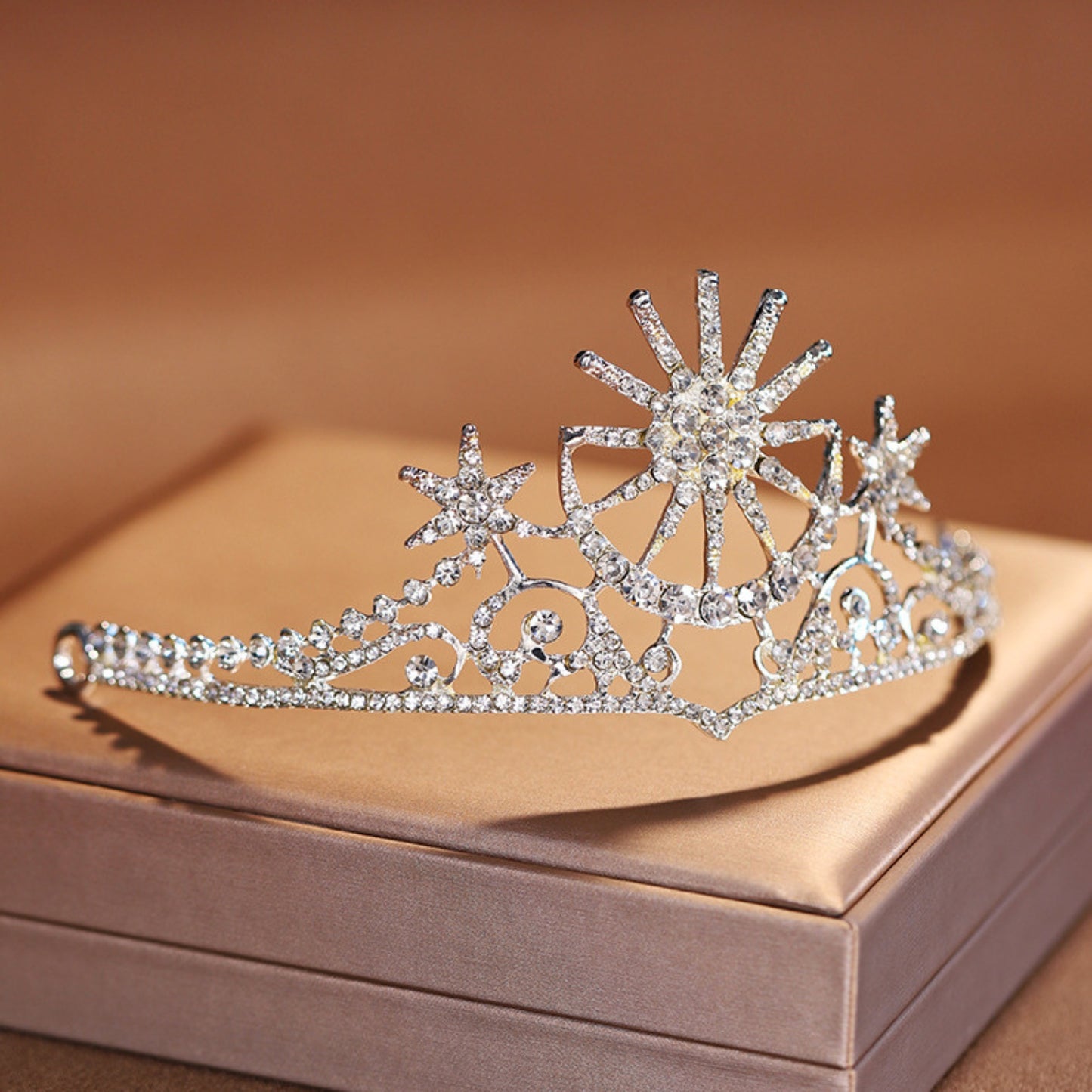 Star Crown Headbands for Women Teens Girls Birthday Wedding Silver Star Tiara Bridal Hair Pieces