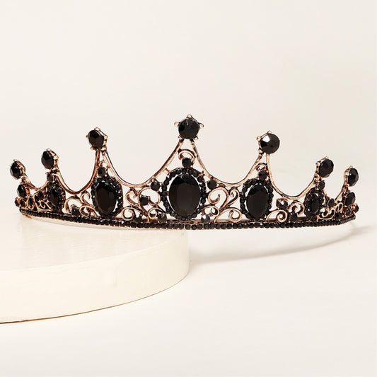 Gothic Crown Pageant Tiara for Women, Black Queen Tiaras and Crowns