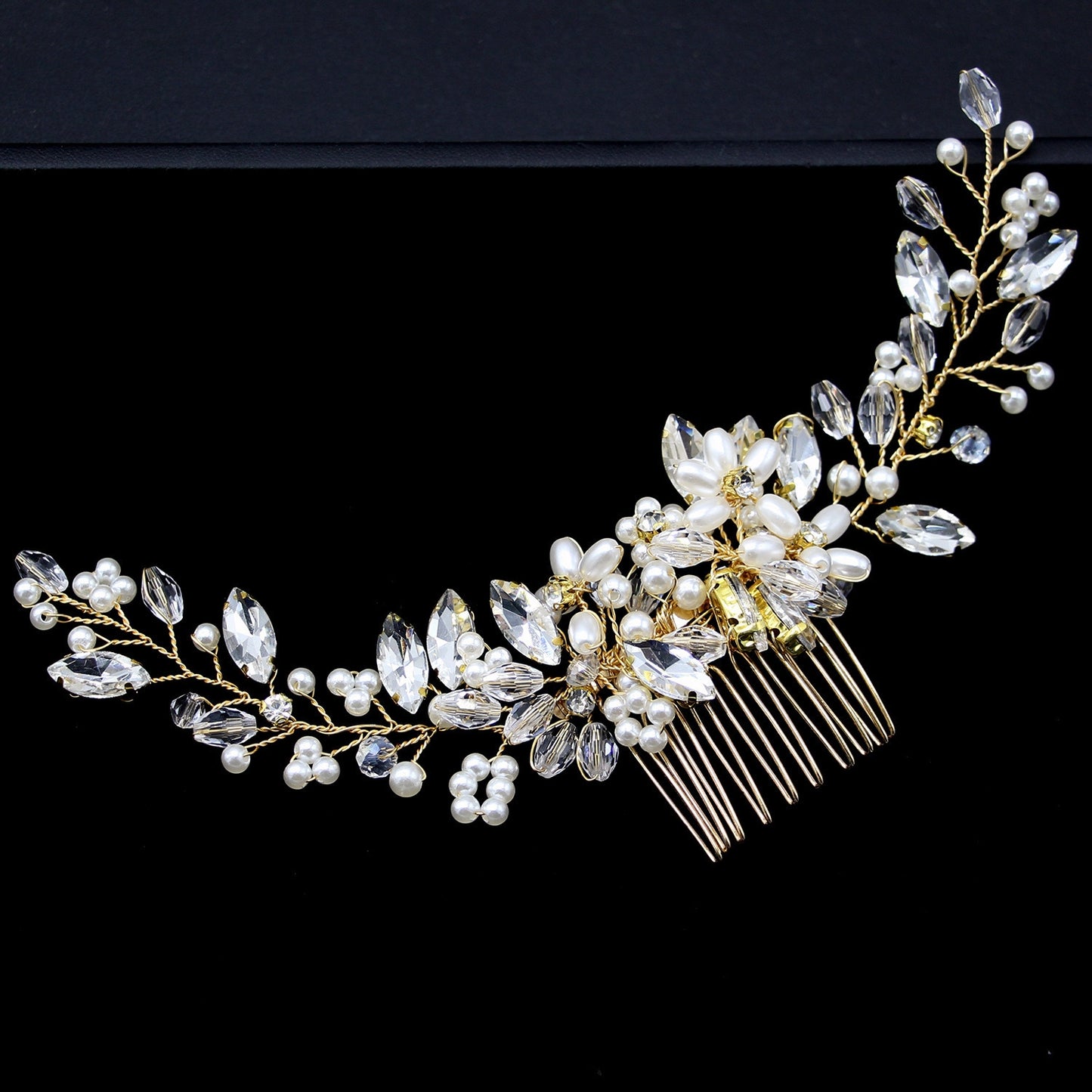 Crystal Bride Wedding Hair Comb Pearl Bridal Hair Piece Hair Accessories for Women and Girls