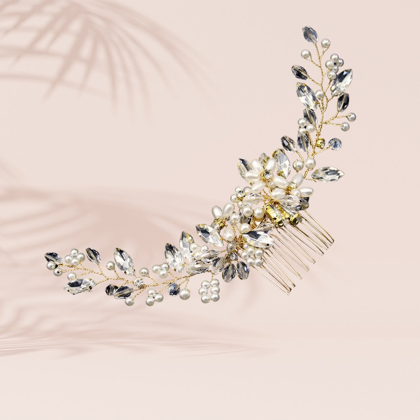 Crystal Bride Wedding Hair Comb Pearl Bridal Hair Piece Hair Accessories for Women and Girls