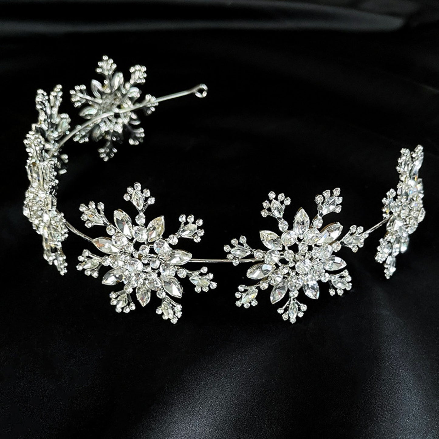 Temperament fashion jewelry crystal crown tiara headband wedding hair accessories snowflake hair band rhinestone hair accessories White