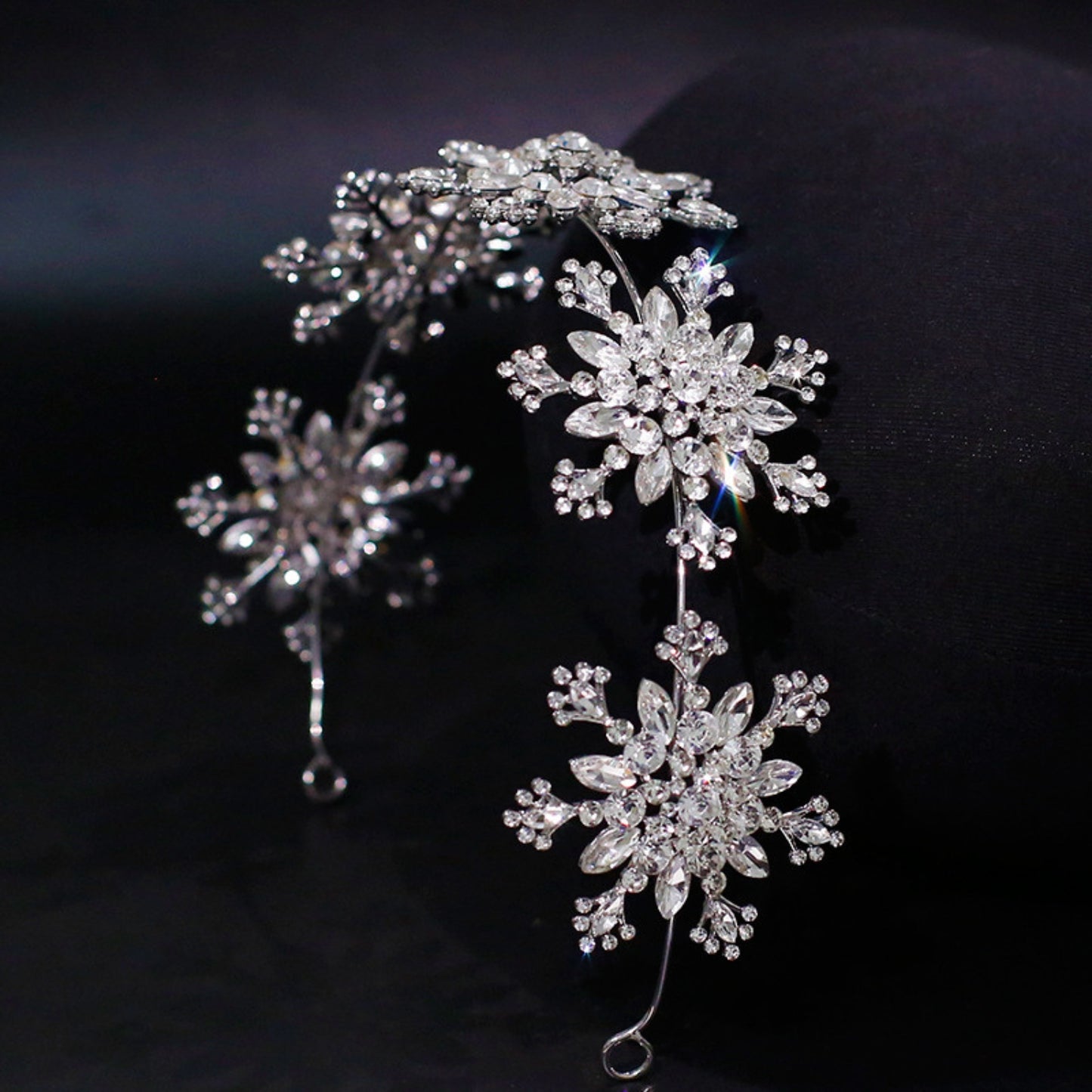 Temperament fashion jewelry crystal crown tiara headband wedding hair accessories snowflake hair band rhinestone hair accessories White