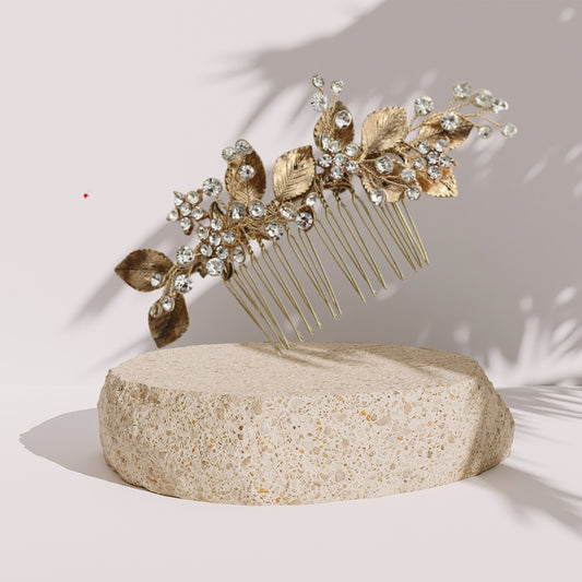 Retro Gold Pearl Rhinestone Metal Hair Comb Clips with Teeth Grip Crystal Bridal Hair Piece Pins