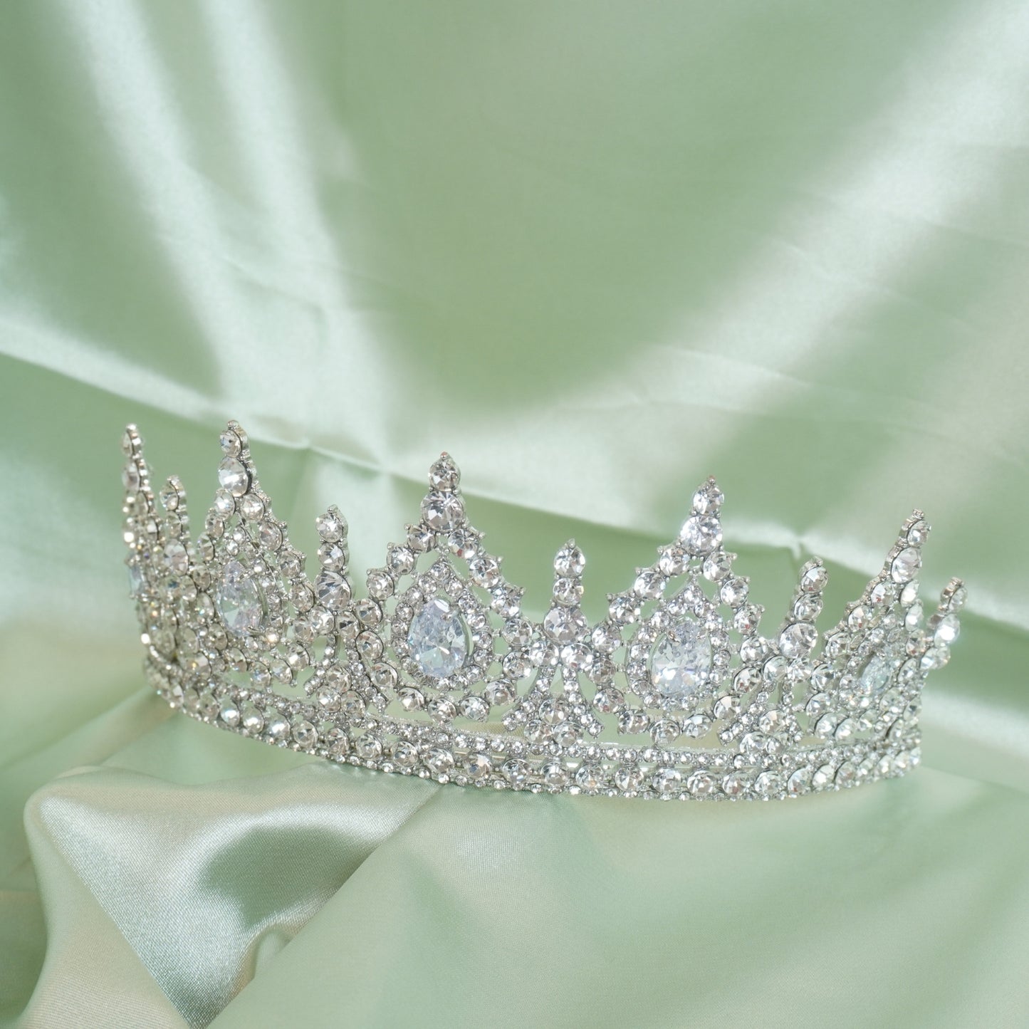 Baroque Queen Tiara for Wedding Pageant Prom Headpieces crown, Silver Crystal Headdress