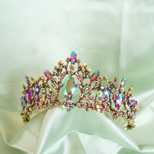 Baroque Crown for Girls, Ideal Gift for Black Swan Witch Costume Show Party Prom Birthday, Crystal Rhinestone Crown