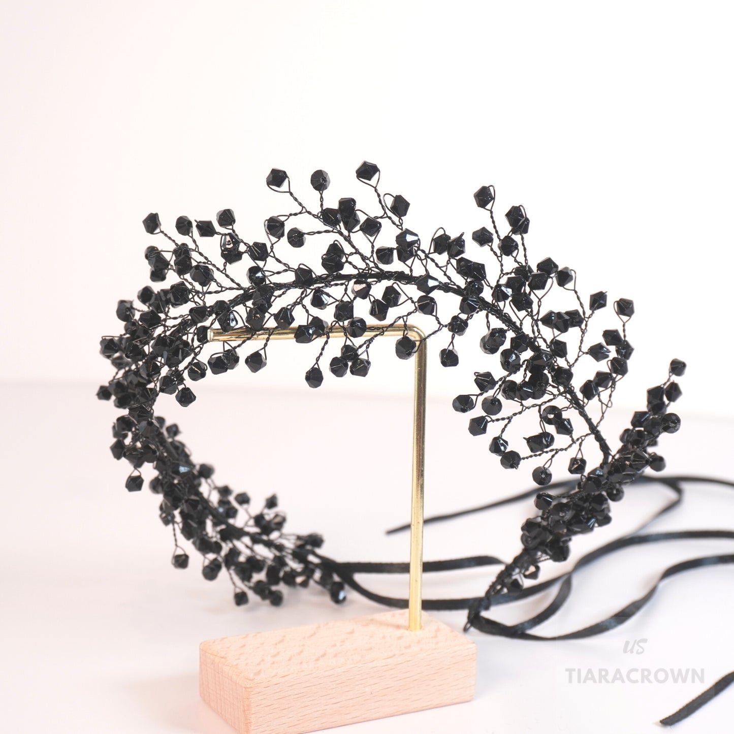 Black Bridal Headpieces for Wedding Headband Bride Hair Pieces Crystal Flower Girl Hair Accessories