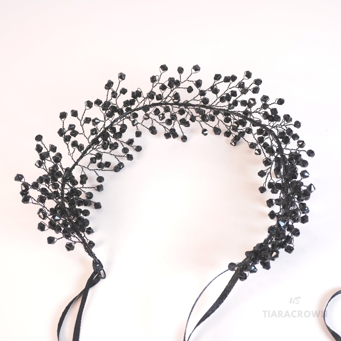 Black Bridal Headpieces for Wedding Headband Bride Hair Pieces Crystal Flower Girl Hair Accessories
